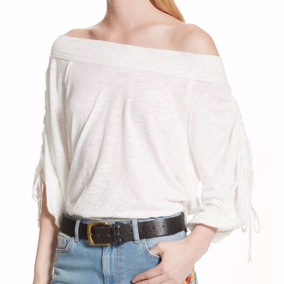 NWT Free People Ivory Bohemia Off The Shoulder Top - Picture 4 of 7